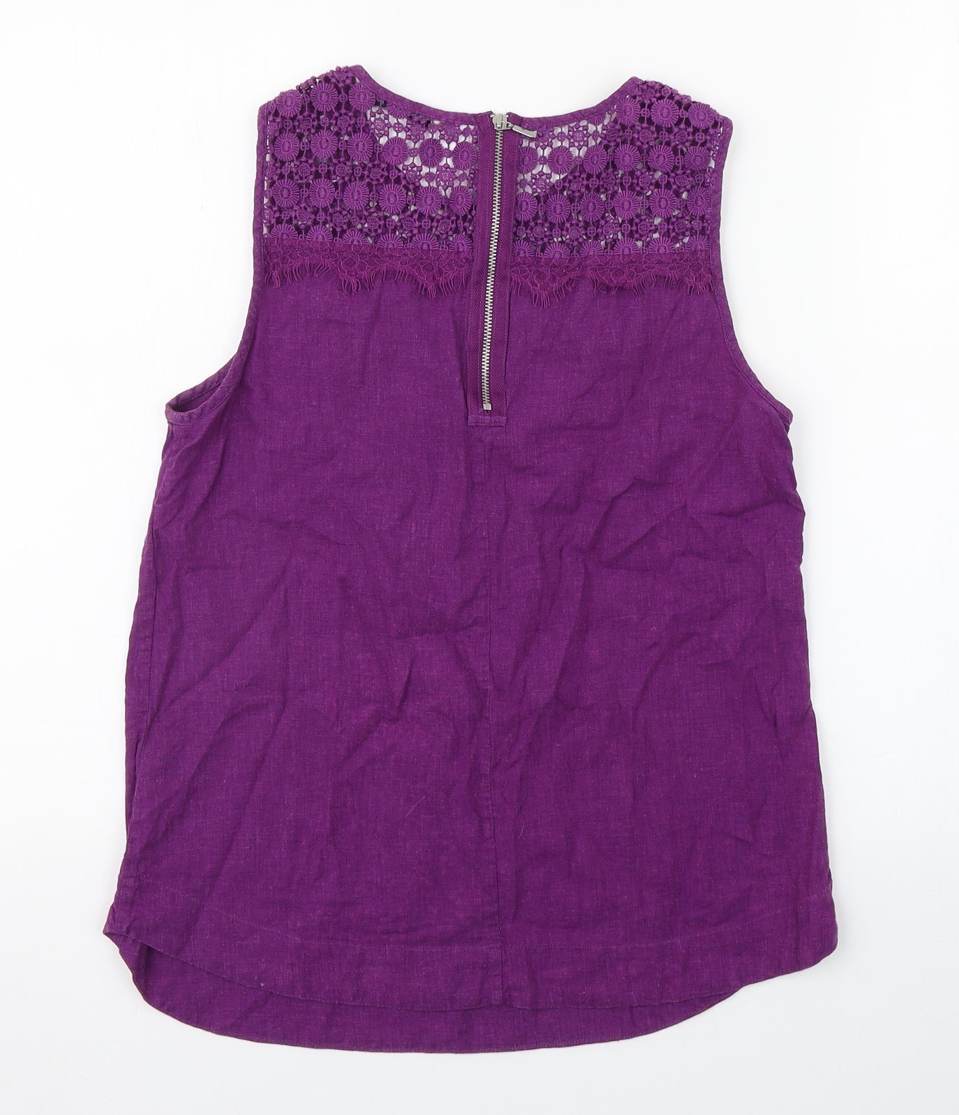 Marks and Spencer Womens Purple  Linen Basic Tank Size 8 Round Neck