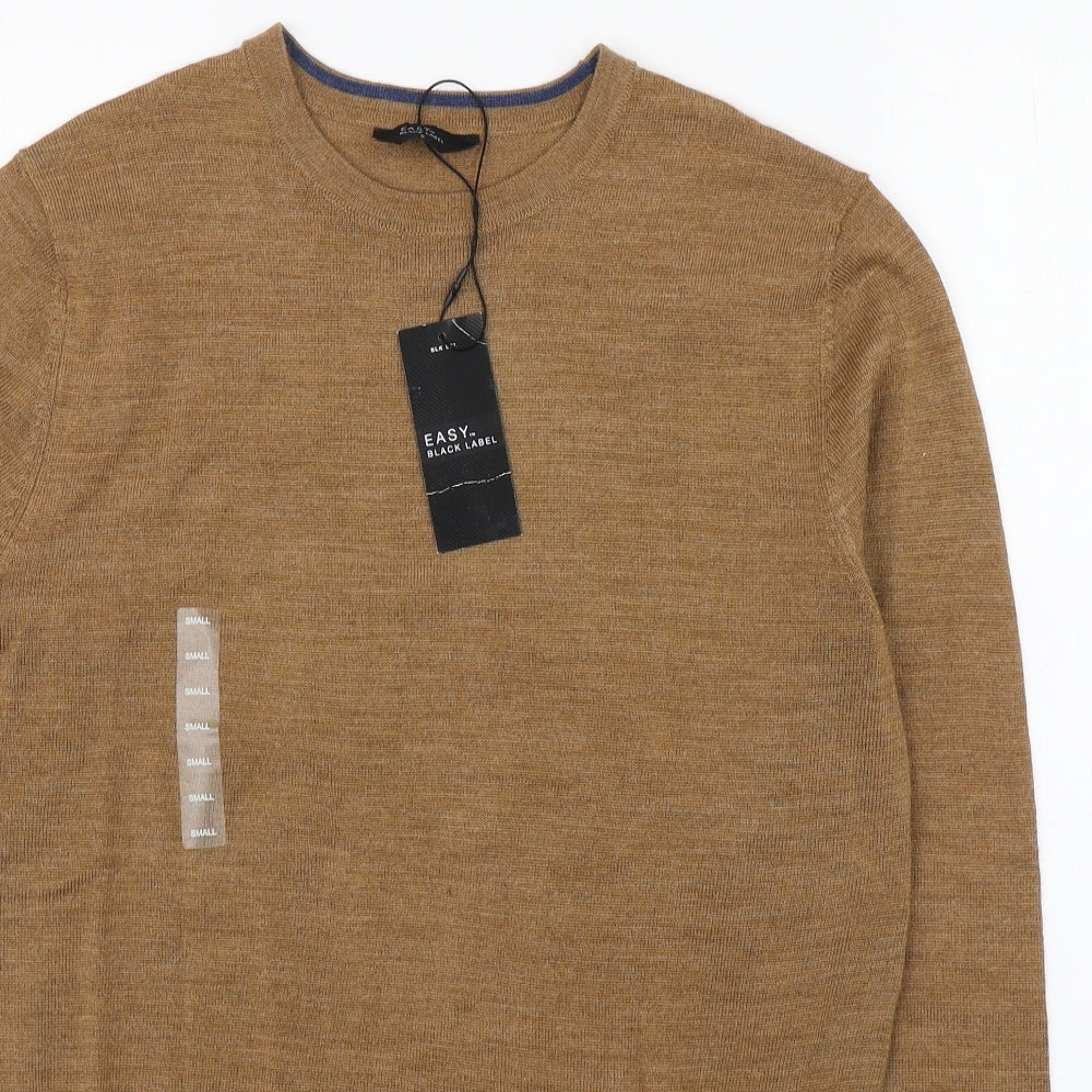 Matalan Mens Brown Round Neck  Wool Pullover Jumper Size S