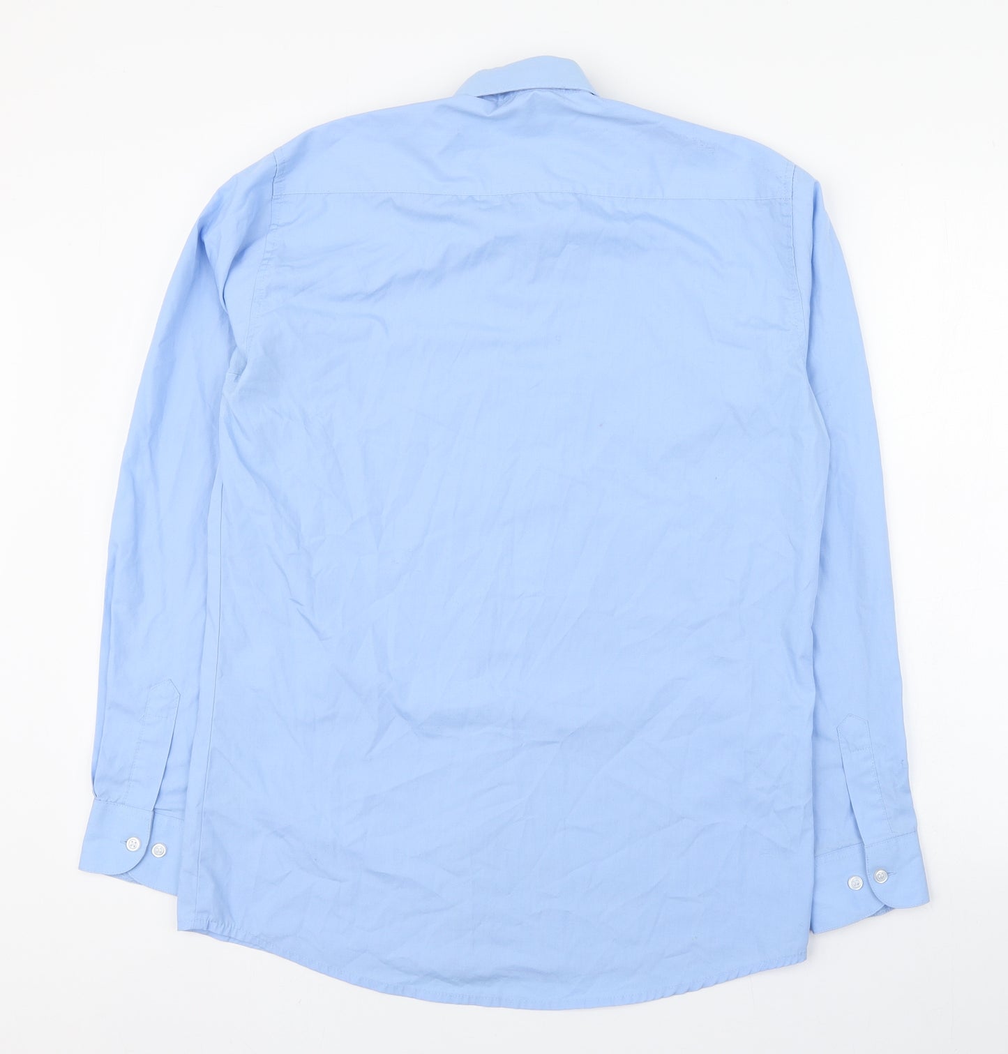 Trutex Mens Blue  Polyester  Dress Shirt Size 15 Collared Button