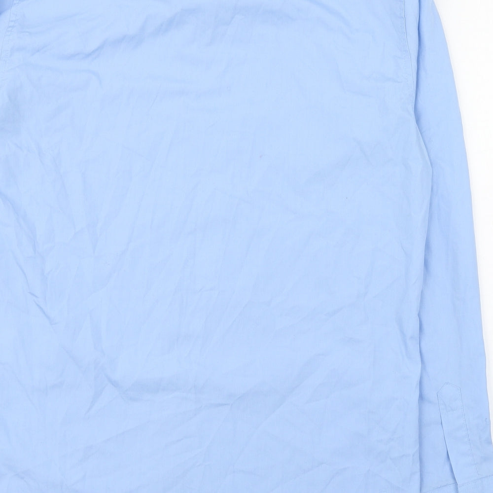 Trutex Mens Blue  Polyester  Dress Shirt Size 15 Collared Button