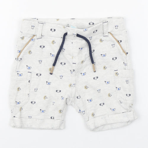 Bobaibi Boys White Geometric 100% Cotton Cropped Trousers Size 24 Months  Pullover