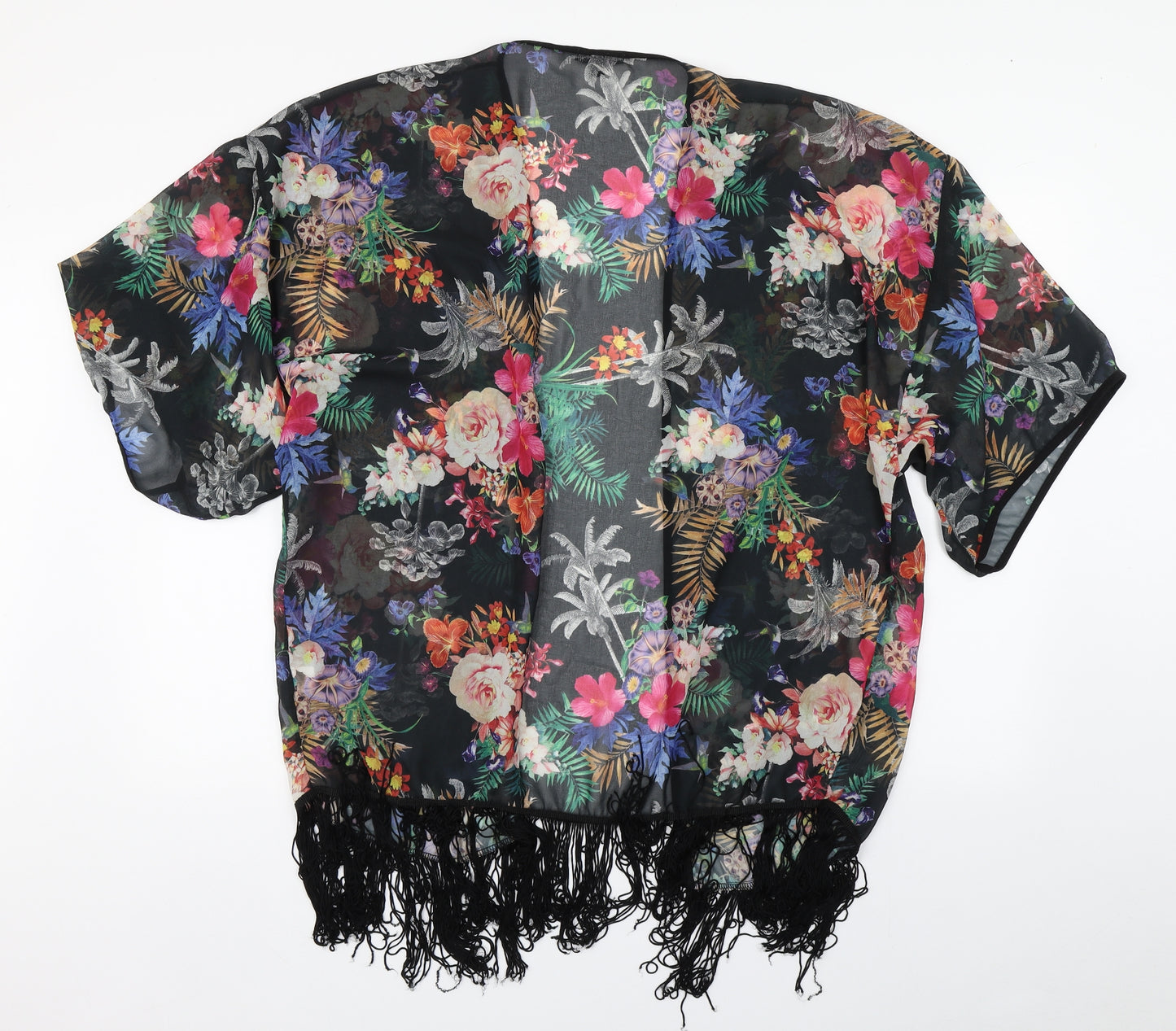 Stella Womens Multicoloured Floral Polyester Kimono Blouse Size 14 V-Neck