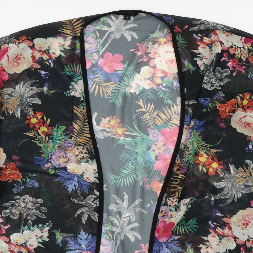 Stella Womens Multicoloured Floral Polyester Kimono Blouse Size 14 V-Neck