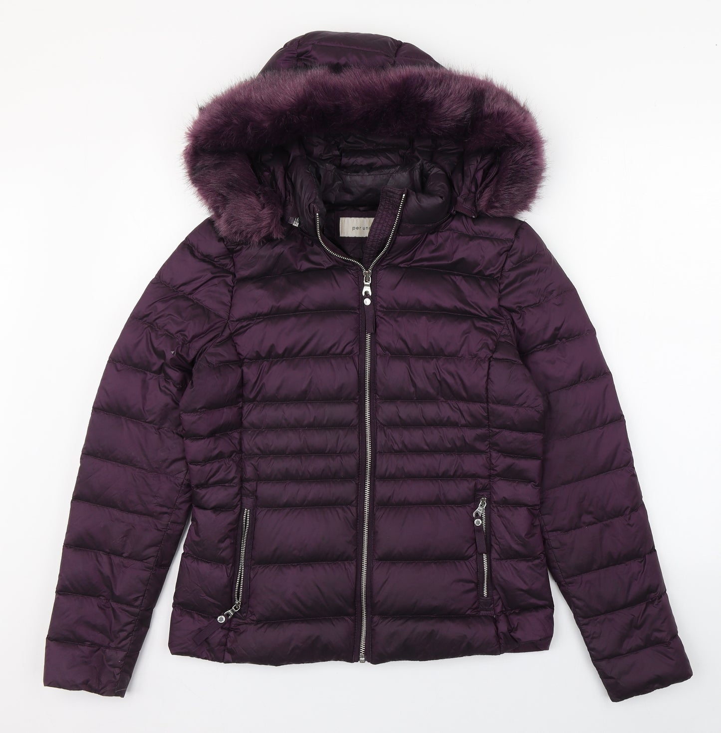 Marks and Spencer Womens Purple   Quilted Coat Size 10  Zip