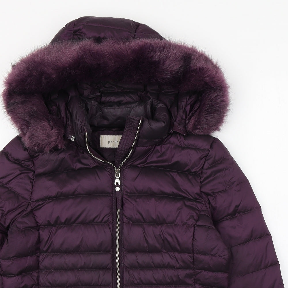 Marks and Spencer Womens Purple   Quilted Coat Size 10  Zip