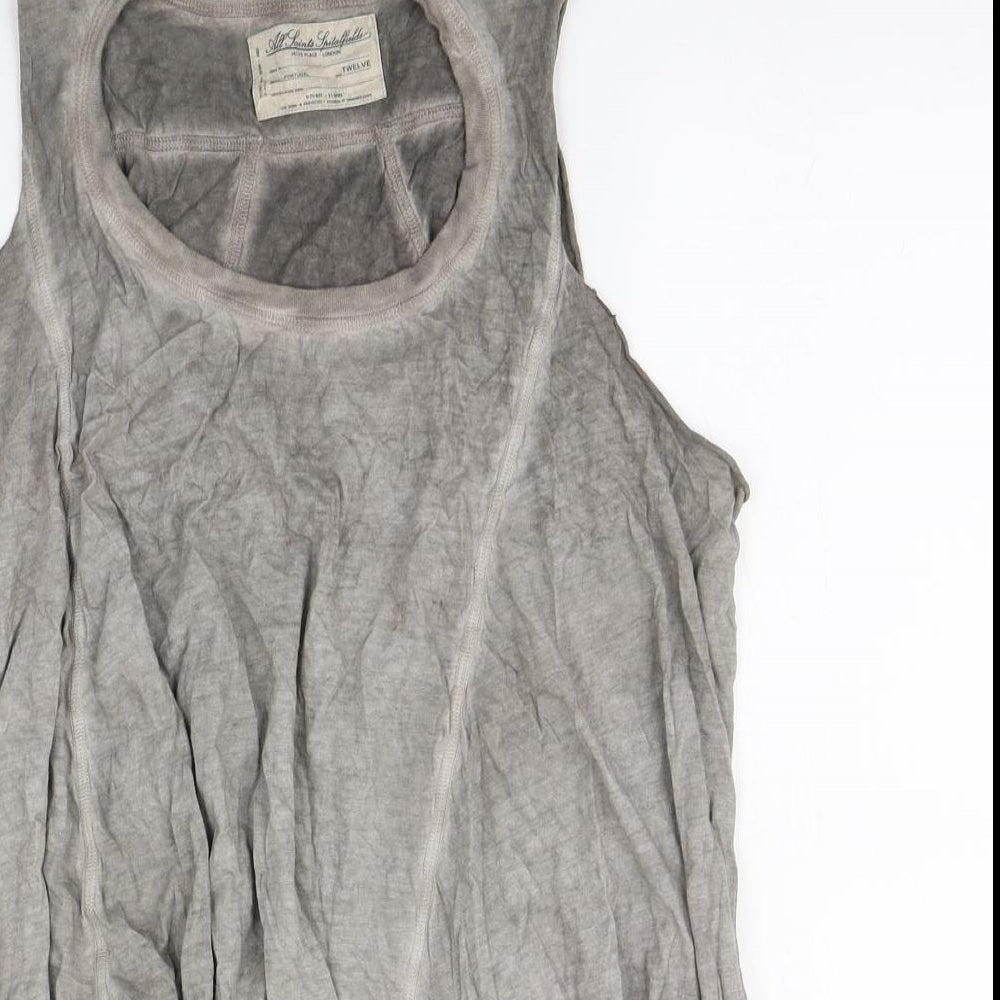 AllSaints Womens Grey  Cotton Camisole Tank Size 12 Round Neck
