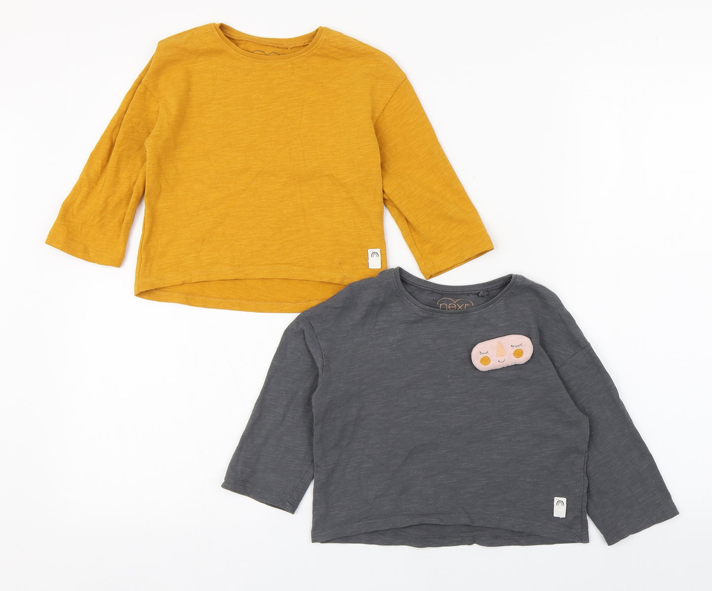 NEXT Girls Multicoloured  100% Cotton Basic T-Shirt Size 18-24 Months Round Neck Pullover - 2 Pack