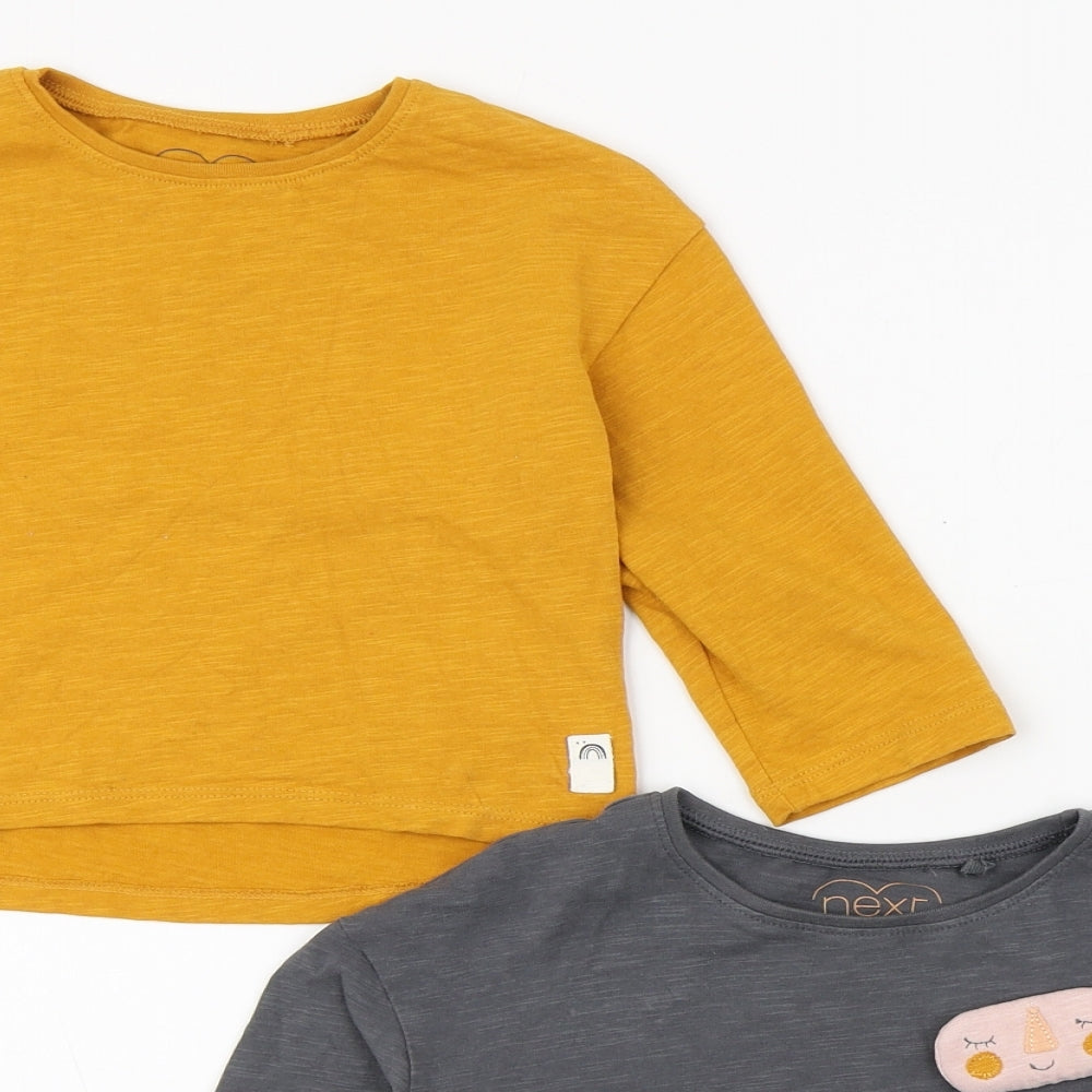 NEXT Girls Multicoloured  100% Cotton Basic T-Shirt Size 18-24 Months Round Neck Pullover - 2 Pack