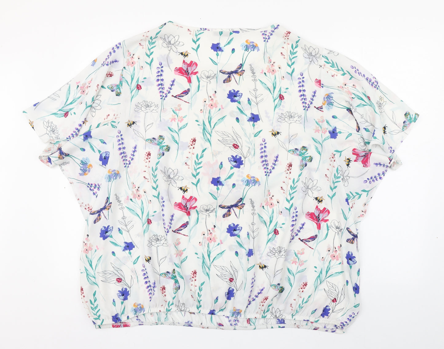 George Womens Multicoloured Floral Polyester Basic Blouse Size 24 Round Neck