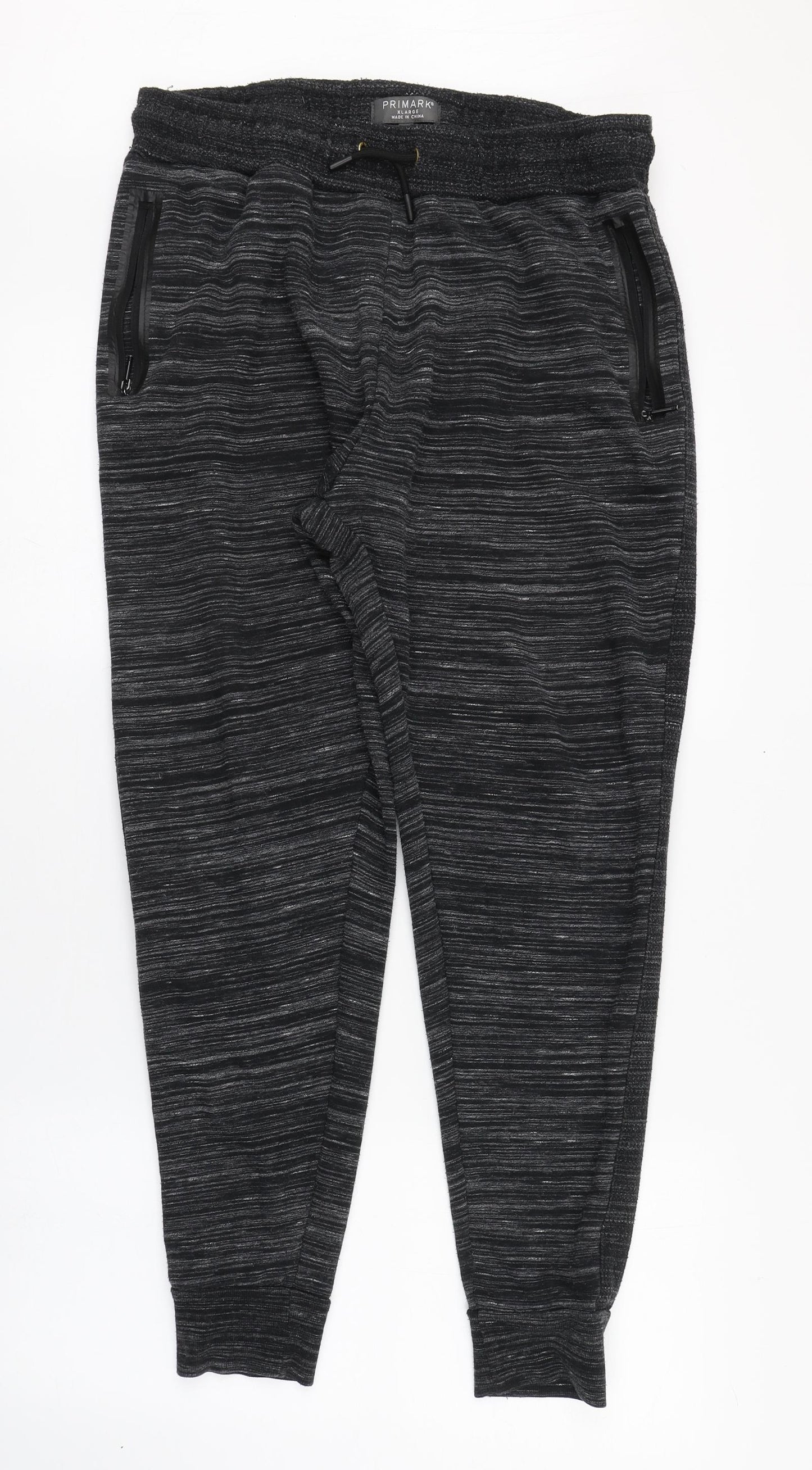 Primark Mens Grey  Cotton Jogger Trousers Size XL L29 in Regular Tie