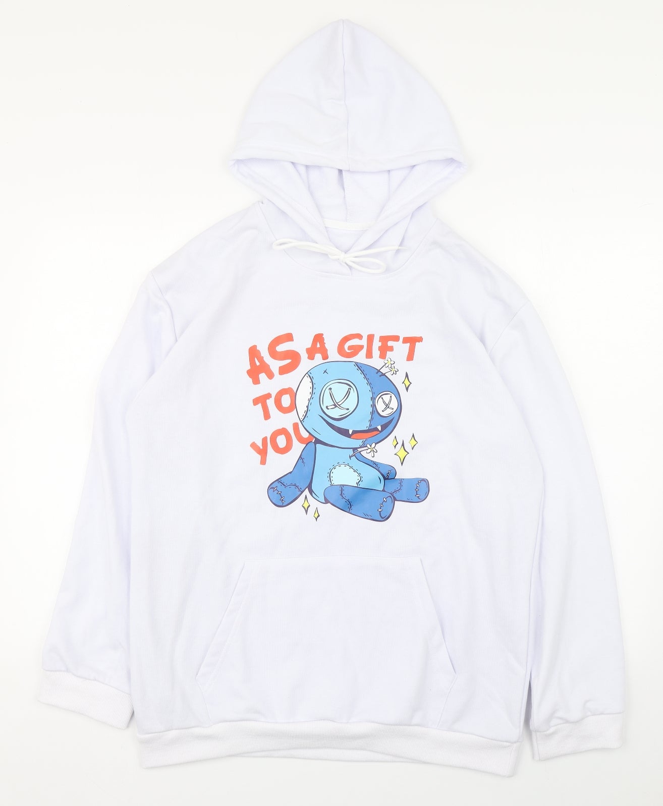 SheIn Mens White  Cotton Pullover Hoodie Size M   - VooDoo