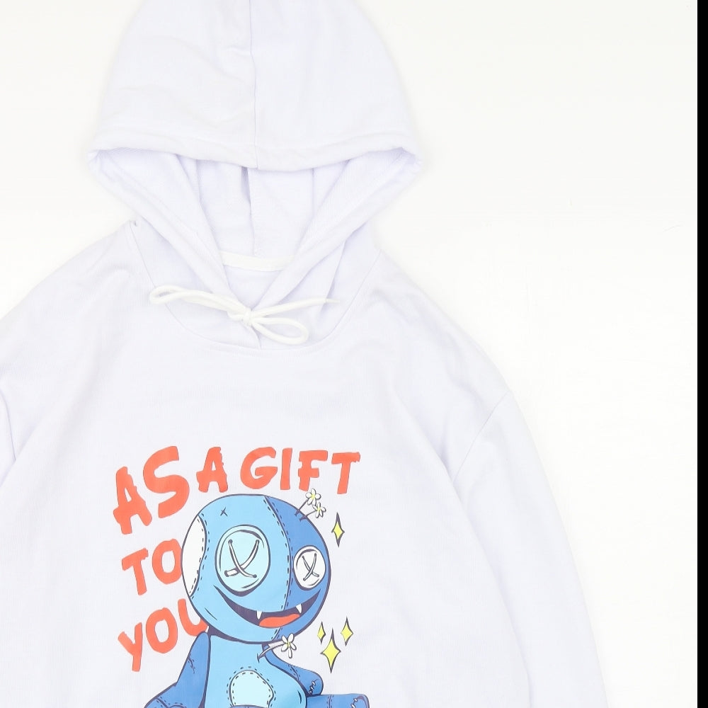 SheIn Mens White  Cotton Pullover Hoodie Size M   - VooDoo