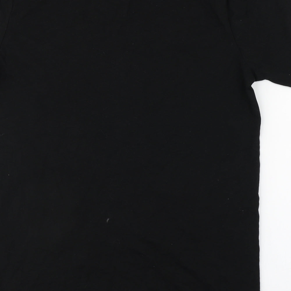 Boohoo MAN Mens Black  Cotton  T-Shirt Size S Round Neck
