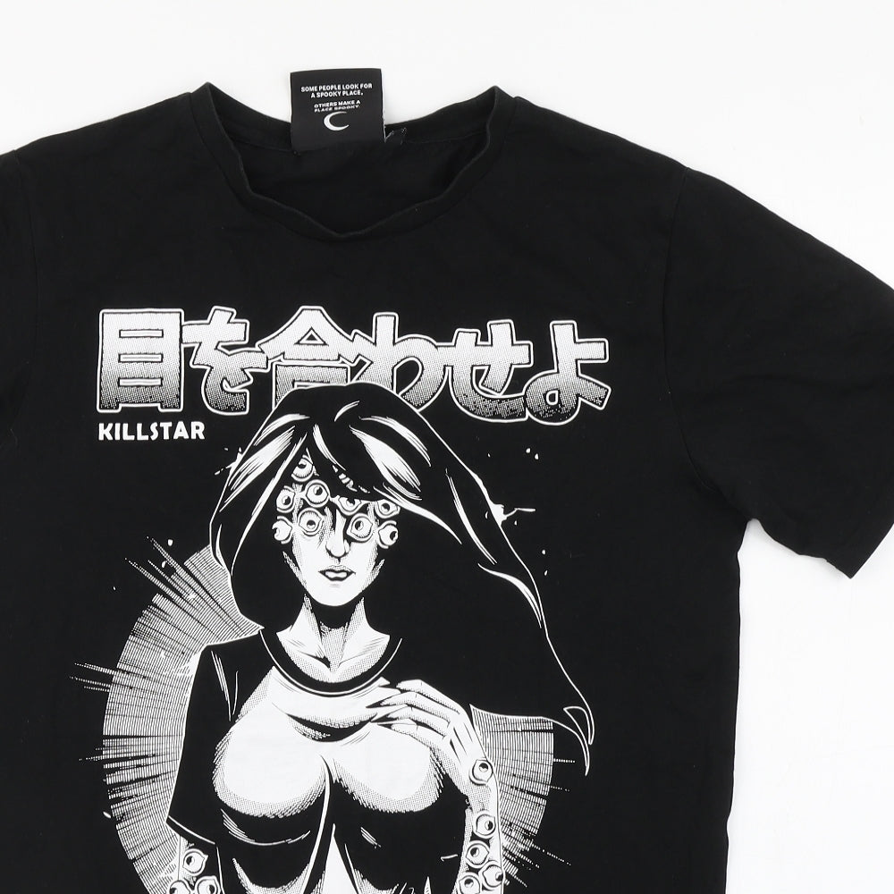 Kill Star Mens Black  Cotton  T-Shirt Size S Round Neck