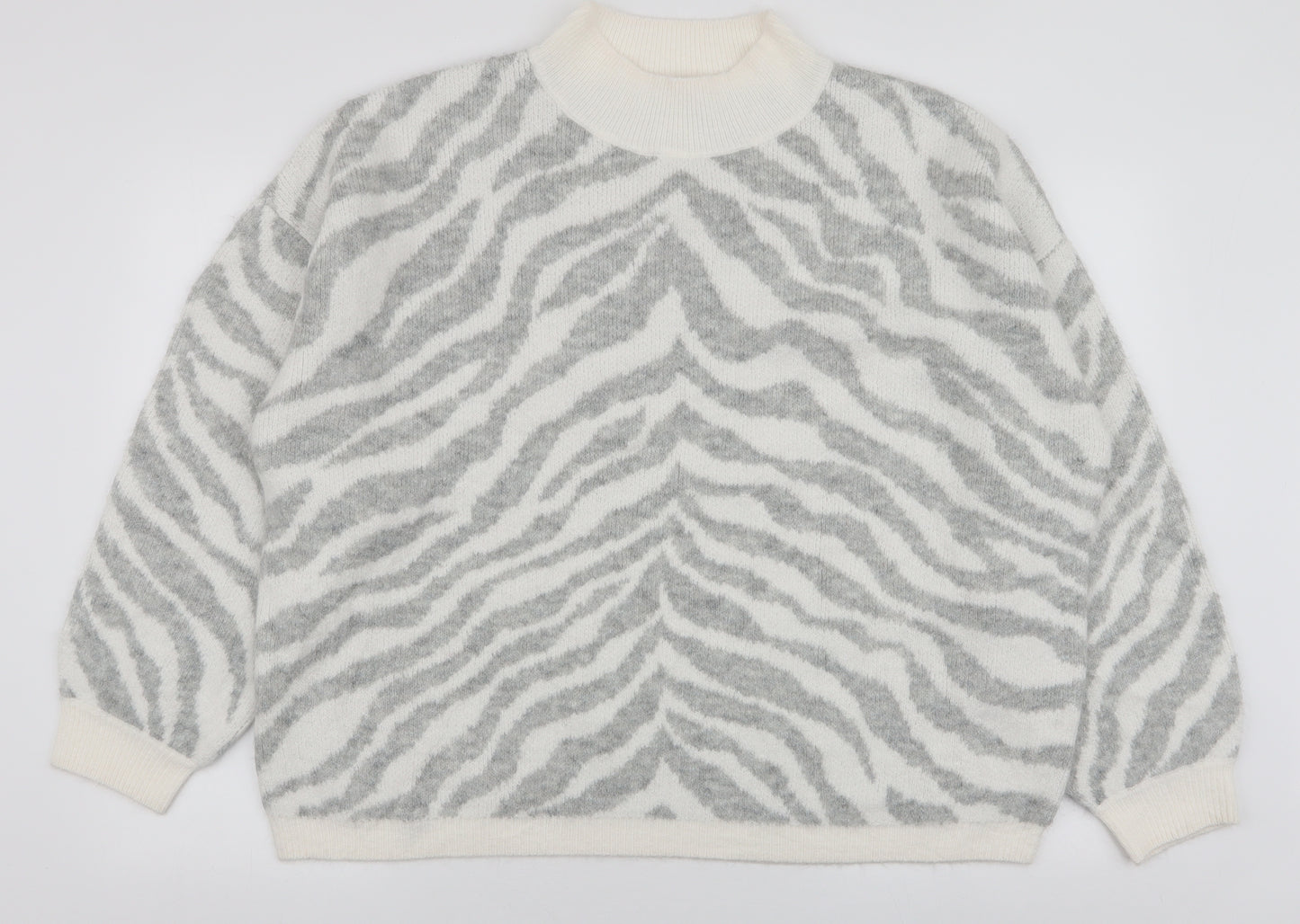 TU Womens Multicoloured High Neck Animal Print Polyester Pullover Jumper Size XL