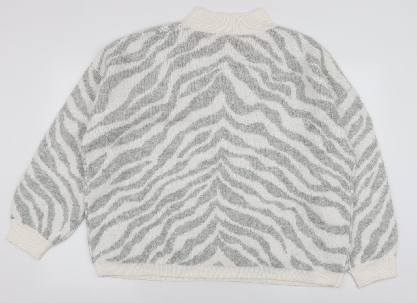 TU Womens Multicoloured High Neck Animal Print Polyester Pullover Jumper Size XL