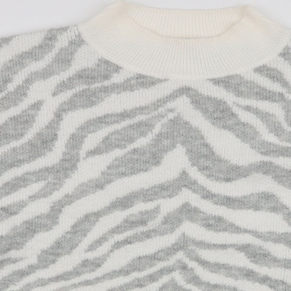 TU Womens Multicoloured High Neck Animal Print Polyester Pullover Jumper Size XL