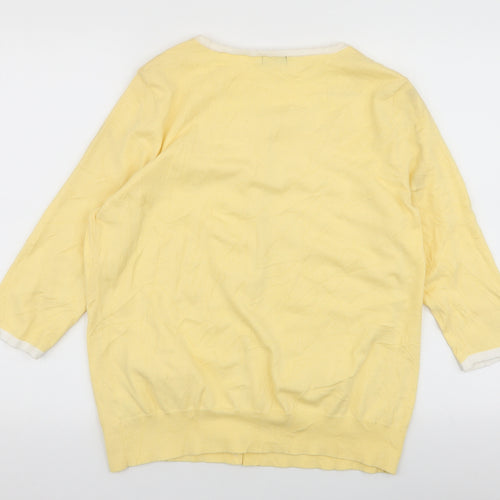 F&F Womens Yellow Round Neck  Cotton Cardigan Jumper Size 20
