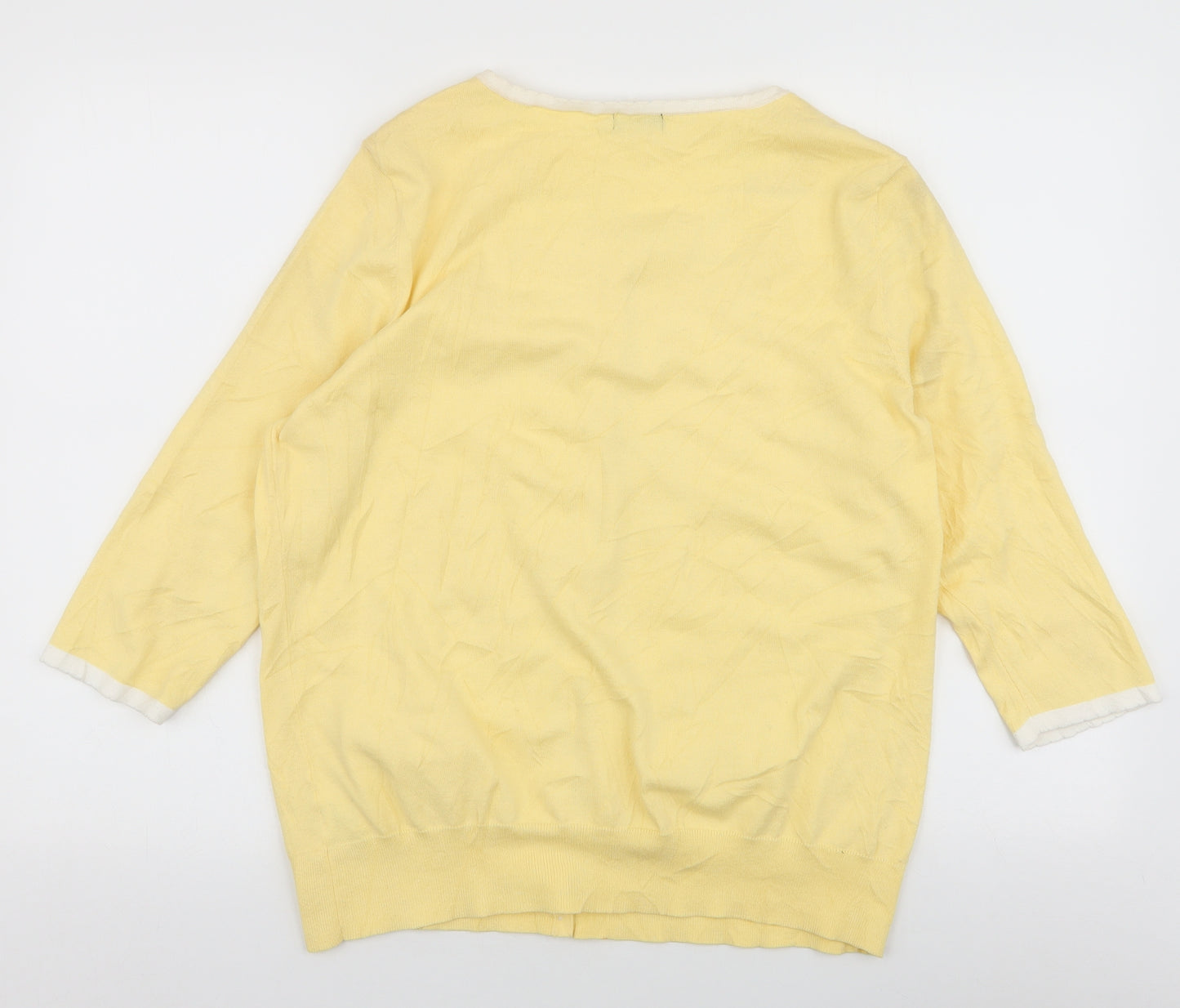 F&F Womens Yellow Round Neck  Cotton Cardigan Jumper Size 20