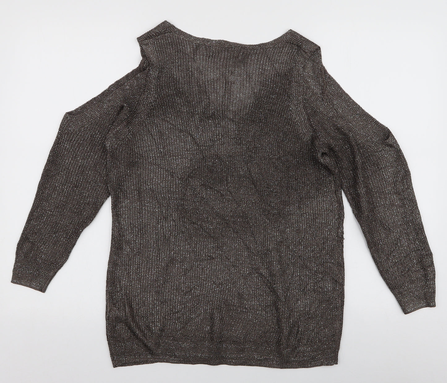 NEXT Womens Brown V-Neck  Viscose Pullover Jumper Size 20   - Cold shoulder