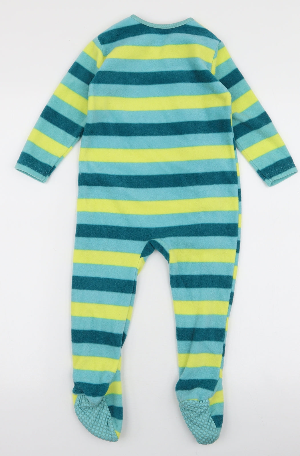Dunnes Stores Boys Multicoloured Striped Polyester Babygrow One-Piece Size 18-24 Months  Zip - Bear