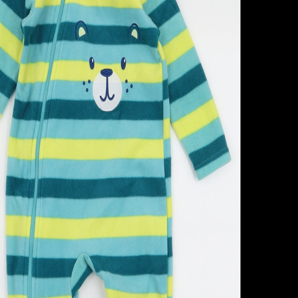Dunnes Stores Boys Multicoloured Striped Polyester Babygrow One-Piece Size 18-24 Months  Zip - Bear