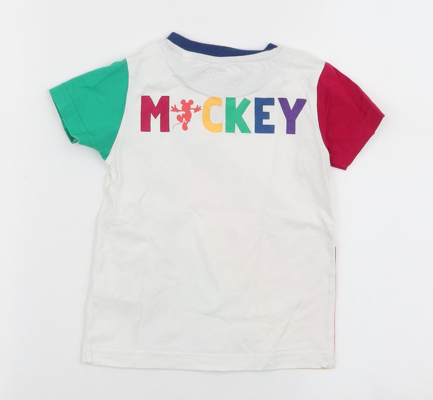NEXT Boys Multicoloured Striped 100% Cotton Jersey T-Shirt Size 12-18 Months Round Neck Pullover - Mickey mouse Disney
