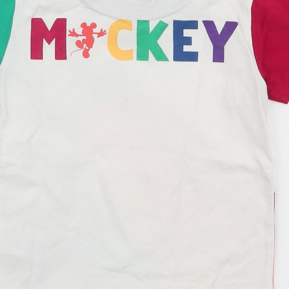 NEXT Boys Multicoloured Striped 100% Cotton Jersey T-Shirt Size 12-18 Months Round Neck Pullover - Mickey mouse Disney