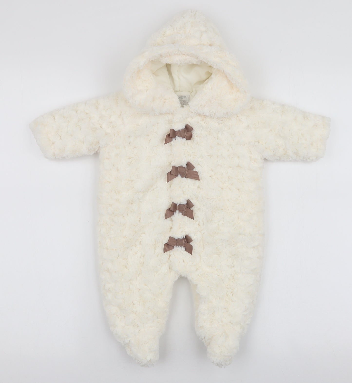 mamas & papas Baby White    Snowsuit Size 0-3 Months   Snap