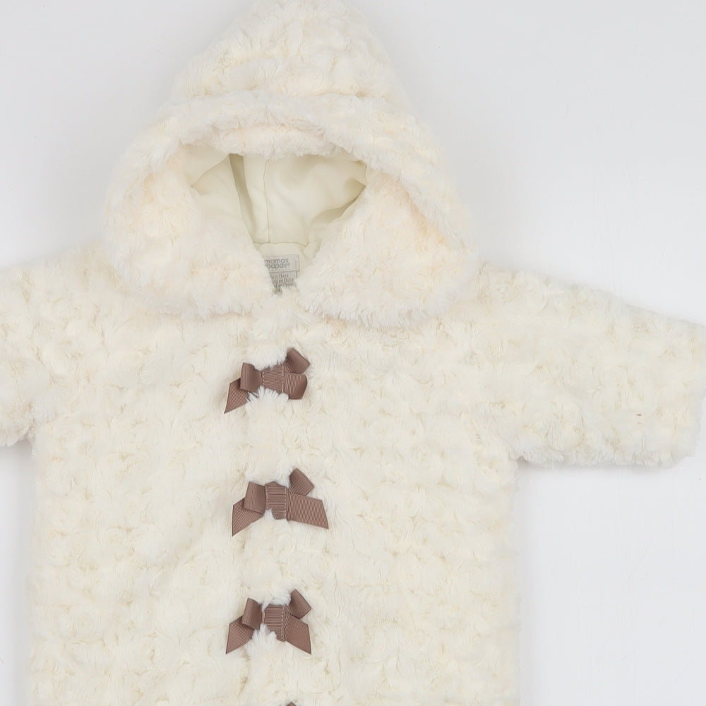 mamas & papas Baby White    Snowsuit Size 0-3 Months   Snap