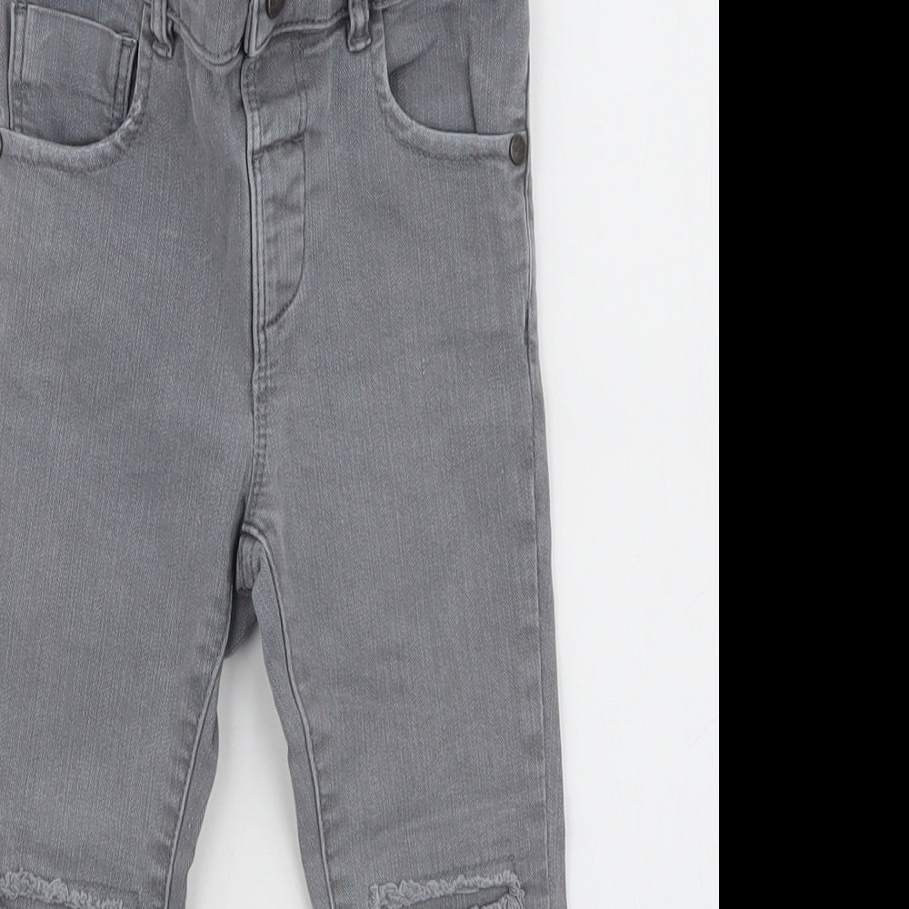 NEXT Boys Grey  Cotton  Jeans Size 18-24 Months  Button - Ripped knees