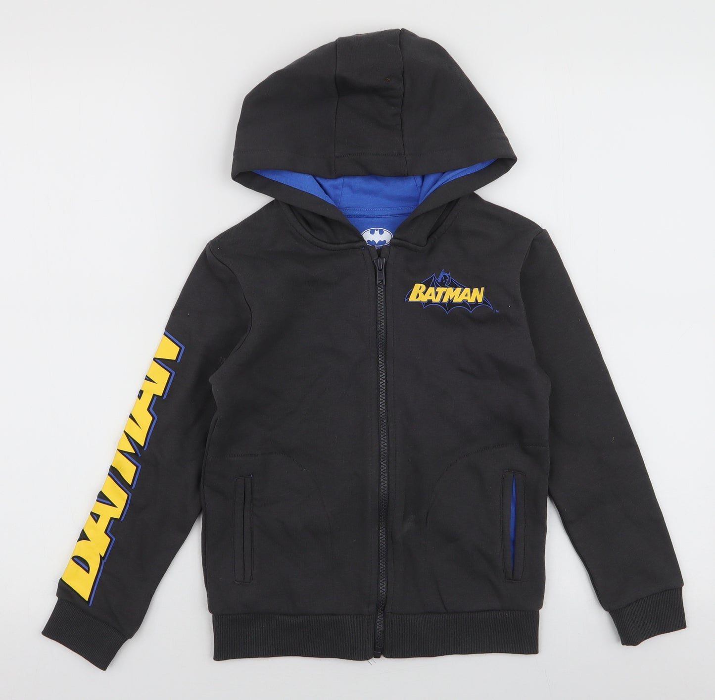 Marks and Spencer Boys Grey  Cotton Full Zip Hoodie Size 6-7 Years  Zip - Batman