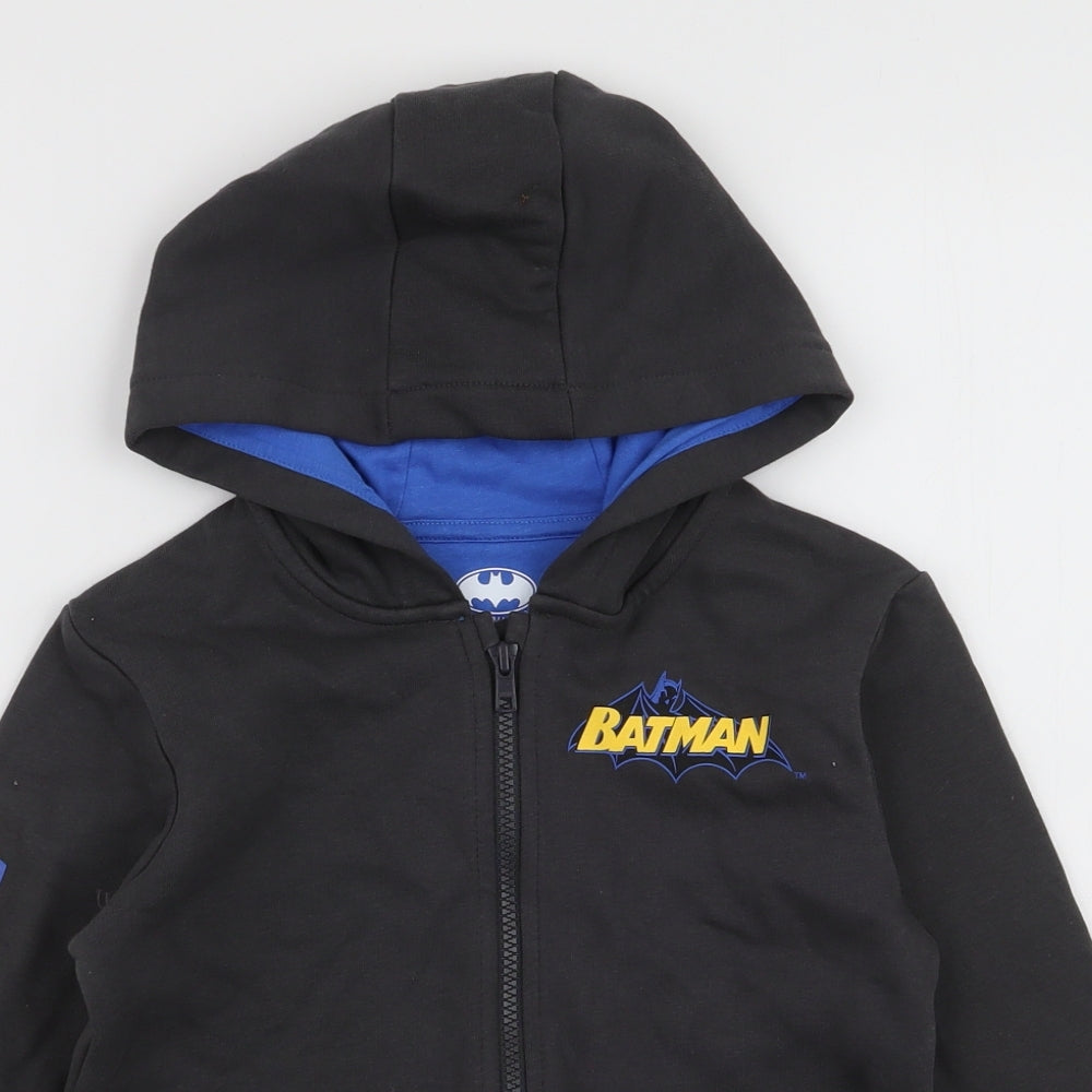 Marks and Spencer Boys Grey  Cotton Full Zip Hoodie Size 6-7 Years  Zip - Batman