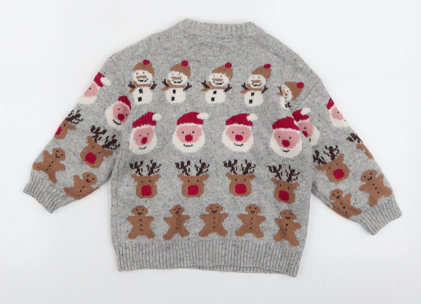 NEXT Boys Grey Round Neck  Cotton Pullover Jumper Size 2-3 Years  Pullover - Christmas