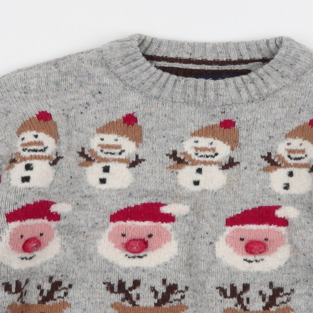 NEXT Boys Grey Round Neck  Cotton Pullover Jumper Size 2-3 Years  Pullover - Christmas