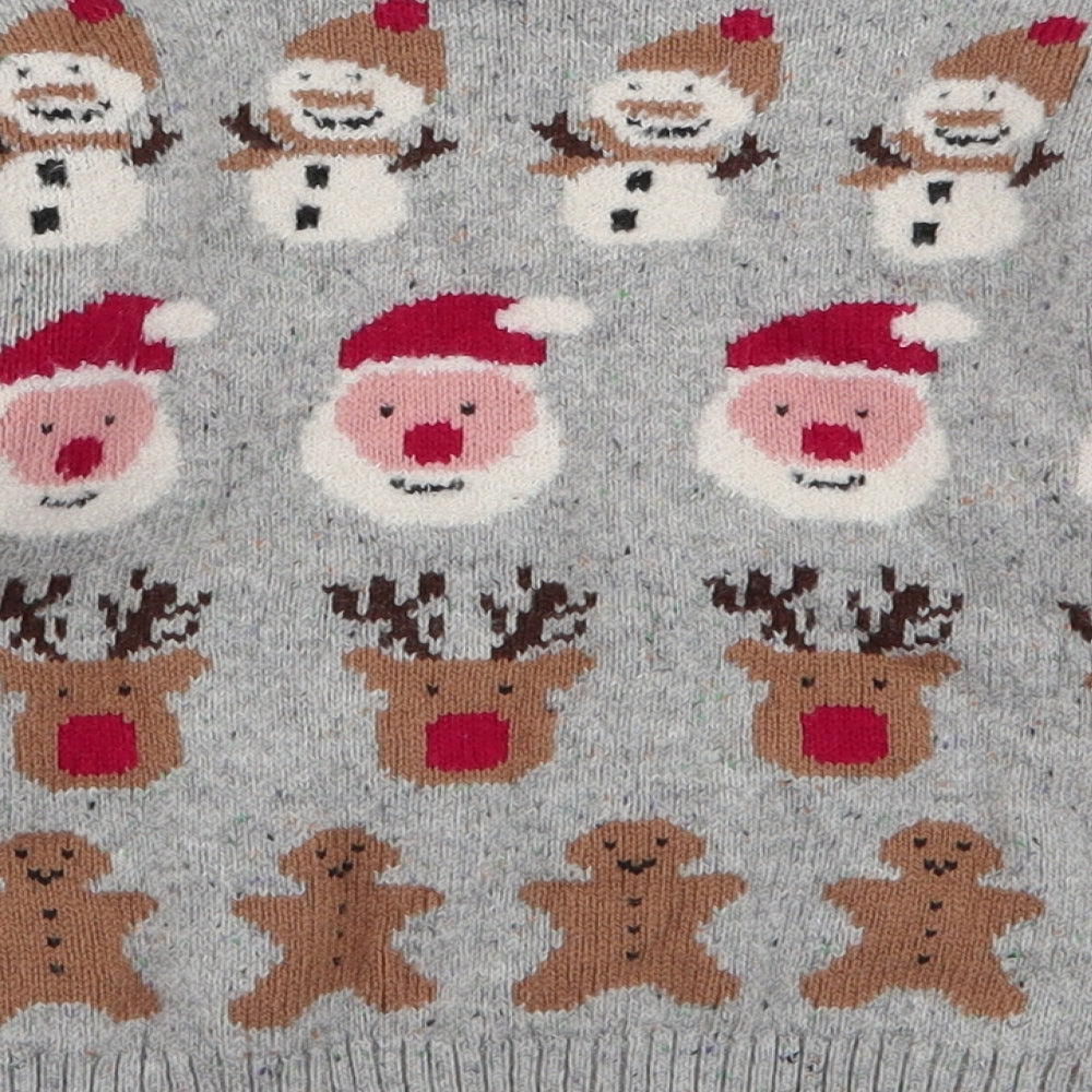 NEXT Boys Grey Round Neck  Cotton Pullover Jumper Size 2-3 Years  Pullover - Christmas