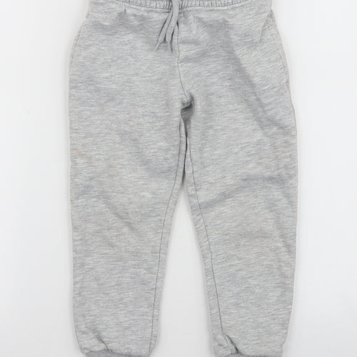 Dunnes Stores Boys Grey  Cotton Jogger Trousers Size 4 Years  Slim Drawstring