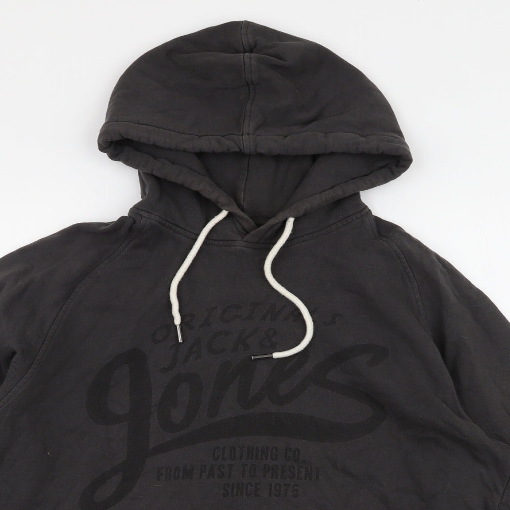 JACK & JONES Mens Grey  Cotton Pullover Hoodie Size XL