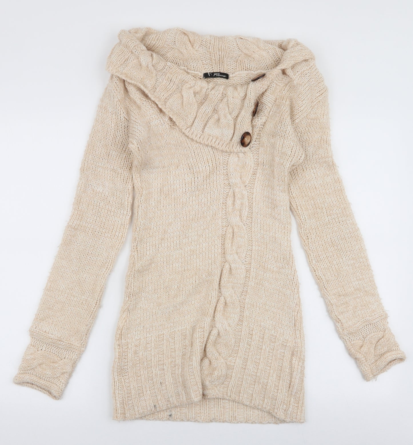 Jane Norman Womens Beige Roll Neck  Acrylic Pullover Jumper Size 12