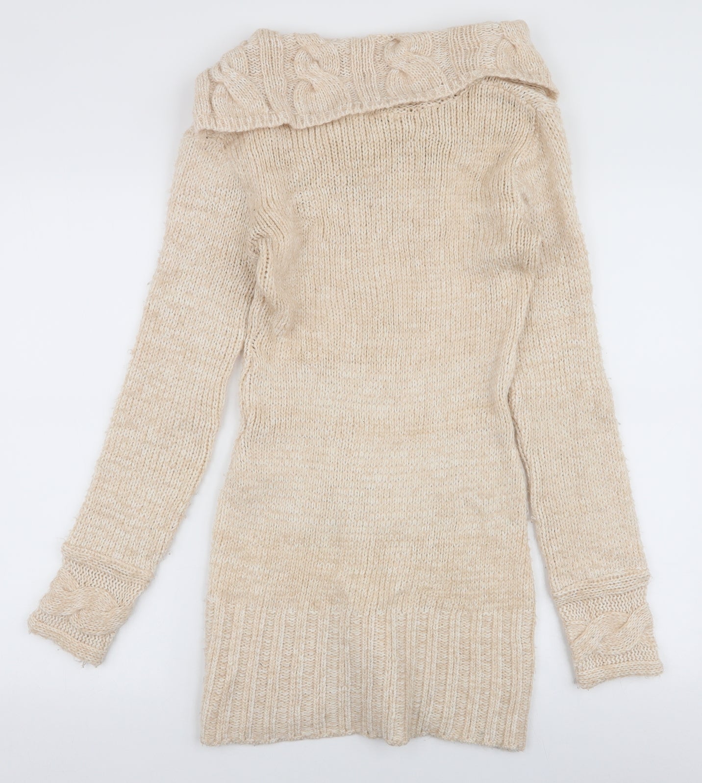 Jane Norman Womens Beige Roll Neck  Acrylic Pullover Jumper Size 12