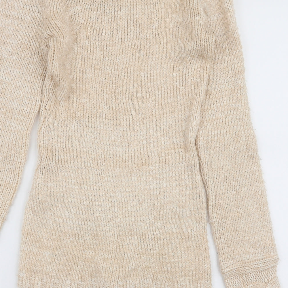Jane Norman Womens Beige Roll Neck  Acrylic Pullover Jumper Size 12