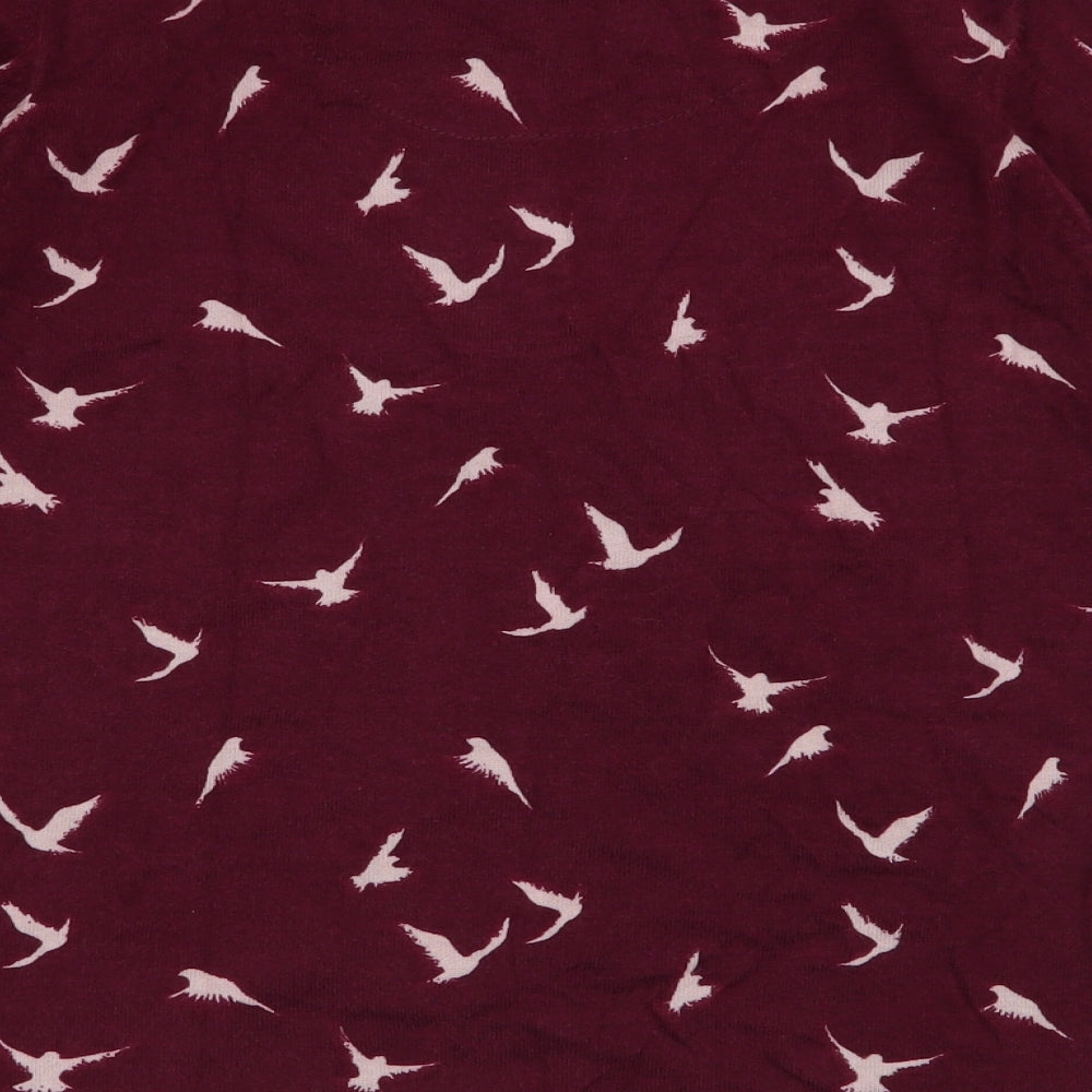 NEXT Womens Red Round Neck  Cotton Cardigan Jumper Size 12   - Birds