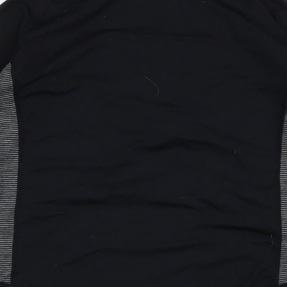 Dunnes Stores Womens Black Striped Polyester Pullover T-Shirt Size 8 High Neck Zip
