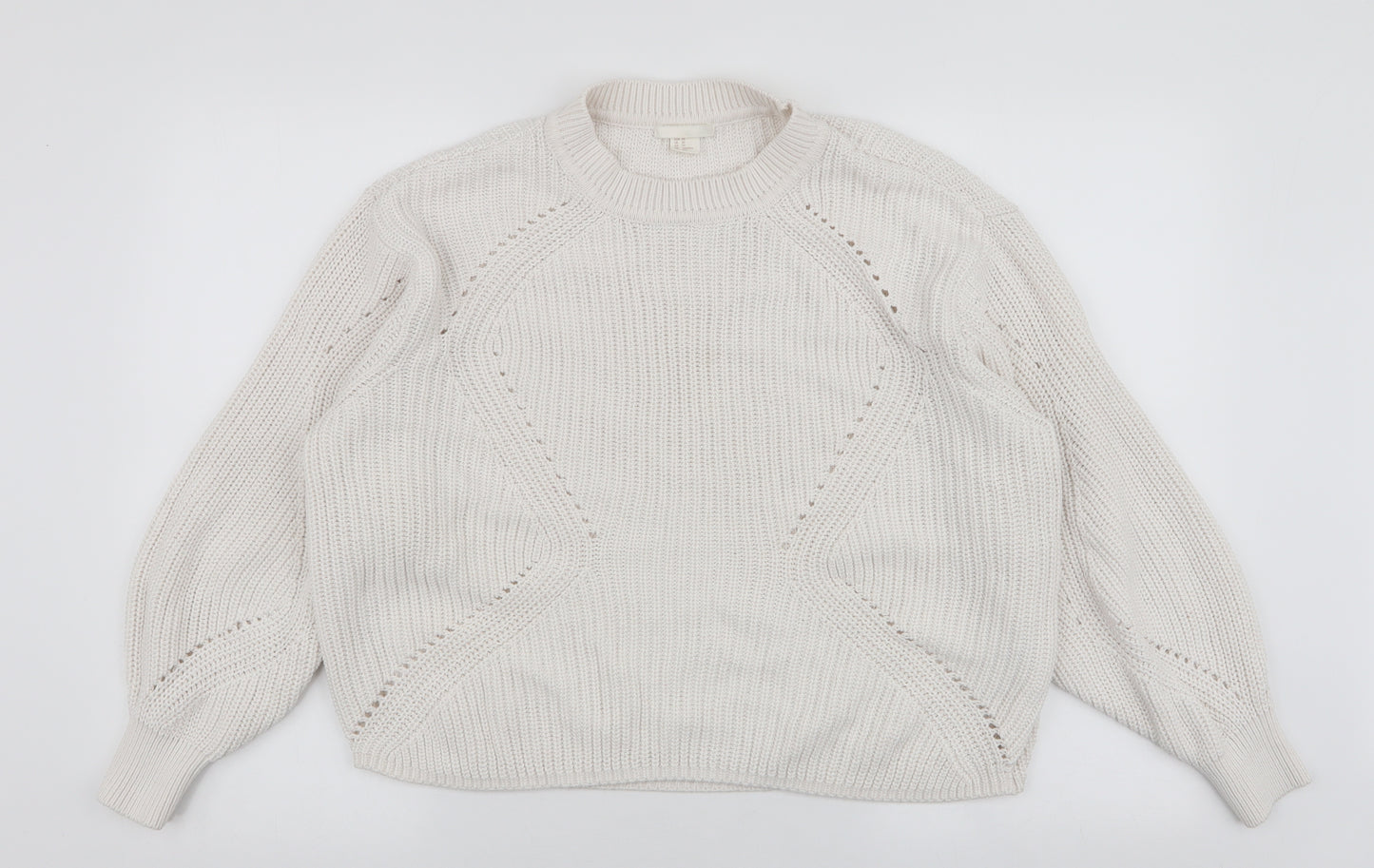 H&M Womens White High Neck  Acrylic Pullover Jumper Size XS