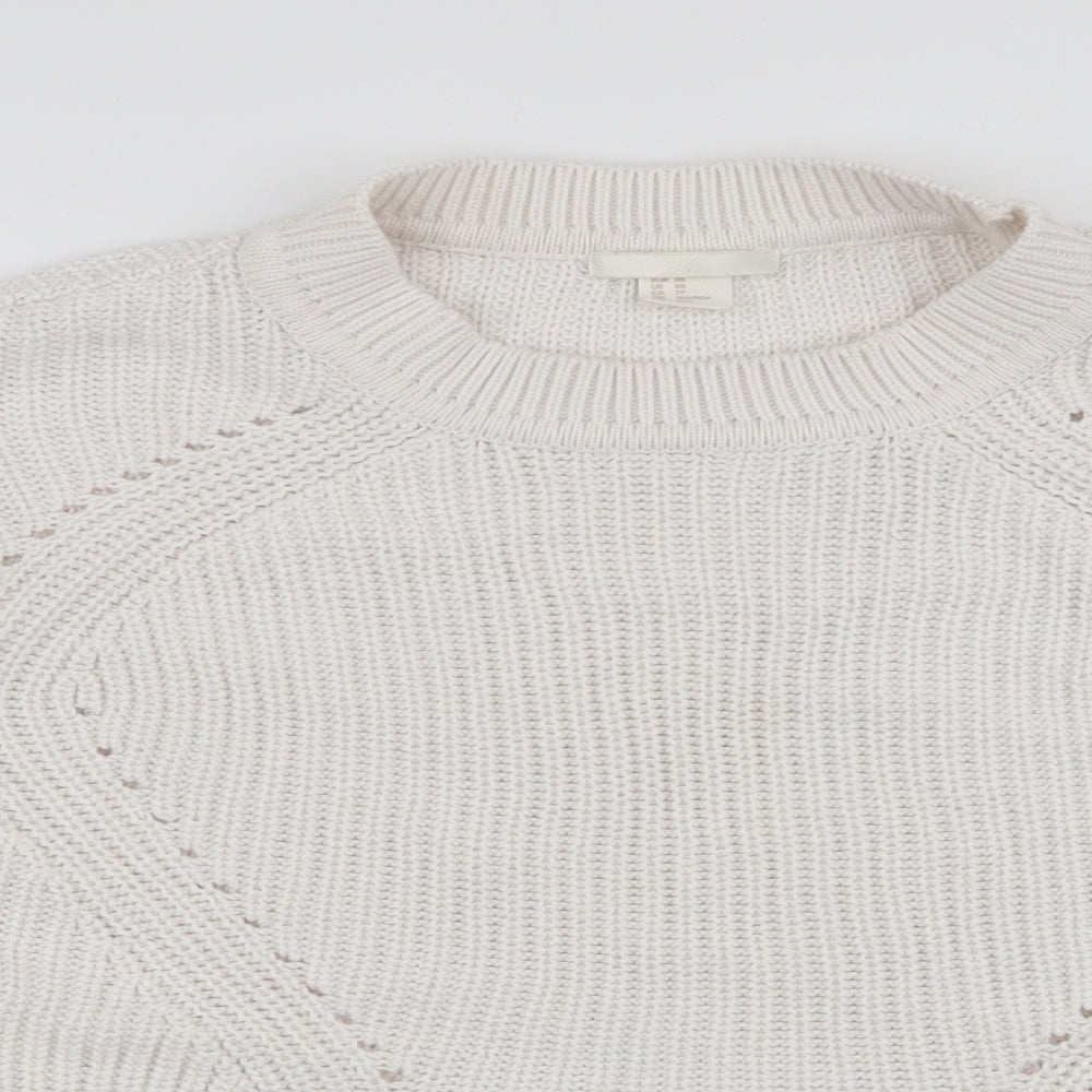 H&M Womens White High Neck  Acrylic Pullover Jumper Size XS