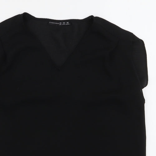 Atmosphere Womens Black  Polyester Basic Blouse Size 10 V-Neck