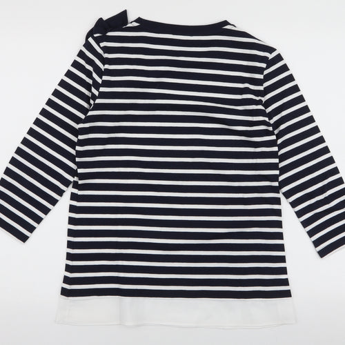 Savida Womens Blue Striped Cotton Jersey T-Shirt Size S Round Neck