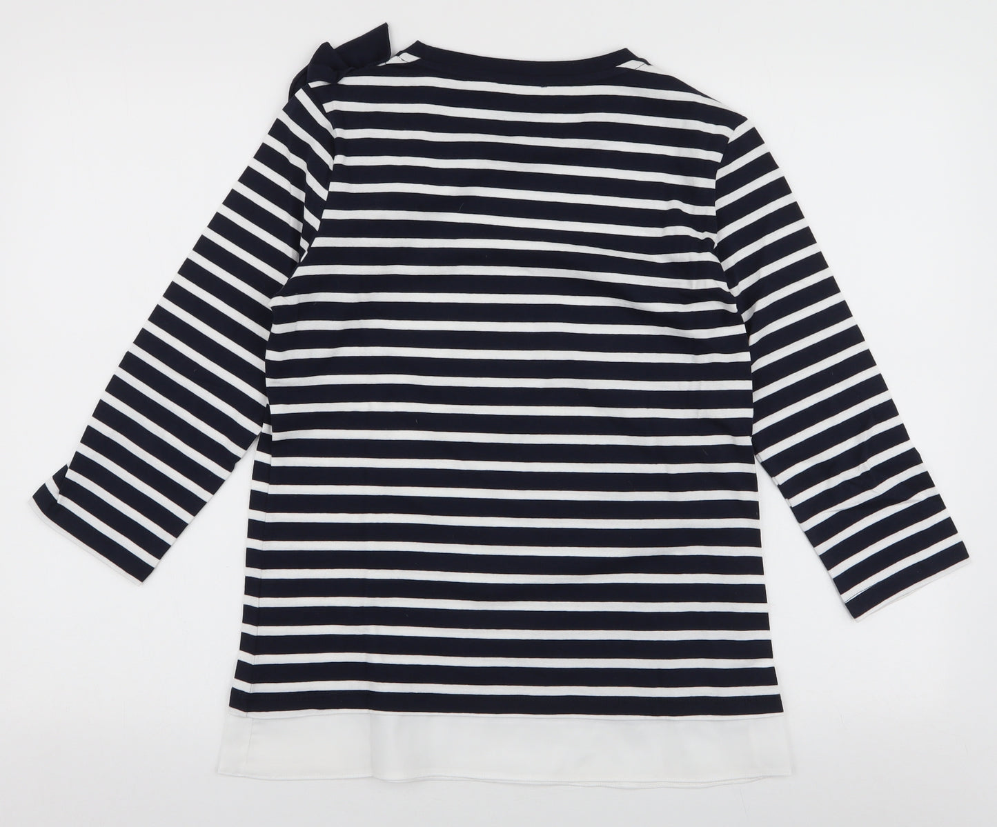 Savida Womens Blue Striped Cotton Jersey T-Shirt Size S Round Neck