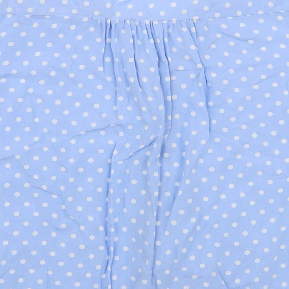 George Womens Blue Polka Dot Viscose Basic Blouse Size 14 V-Neck