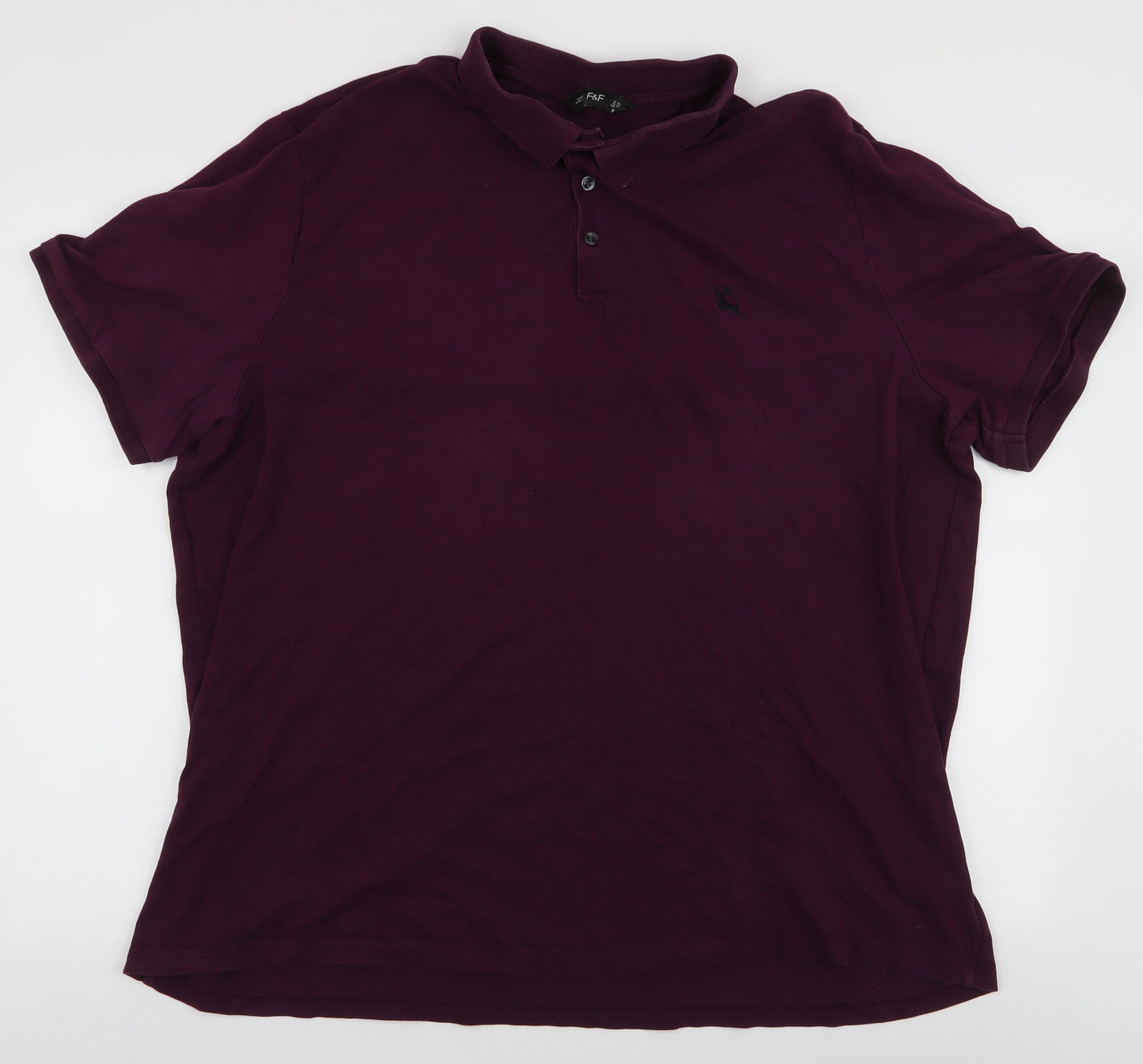F&F Mens Purple  Cotton  Polo Size 3XL Collared Button